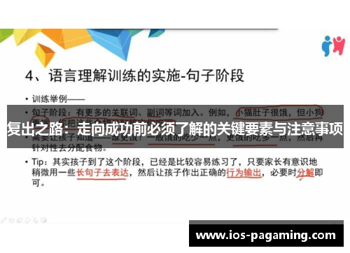 复出之路:走向成功前必须了解的关键要素与注意事项 复出之路:走向成功前必须了解的关键要素与注意事项