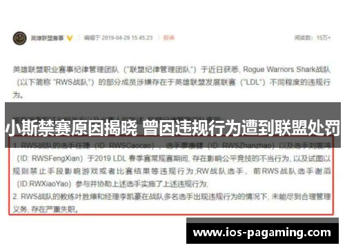 小斯禁赛原因揭晓 曾因违规行为遭到联盟处罚